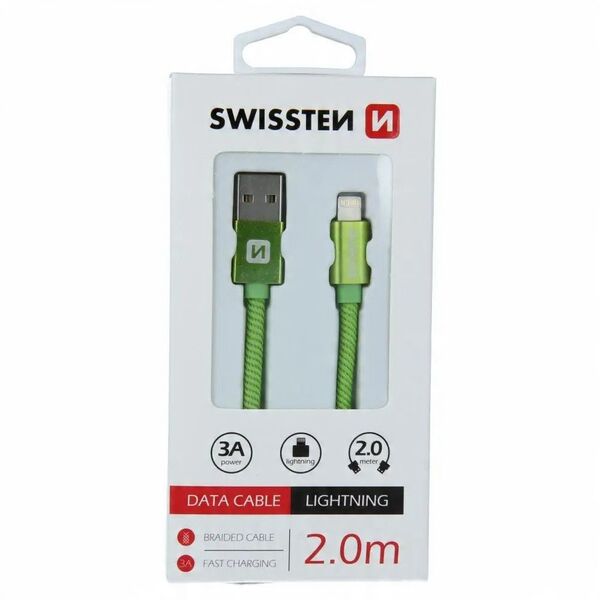 Swissten Textile Fast Charge 3A Lightning Data and Charging Cable 2m