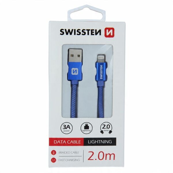 Swissten Textile Fast Charge 3A Lightning Data and Charging Cable 2m