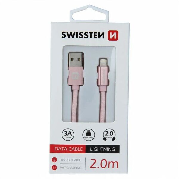 Swissten Textile Fast Charge 3A Lightning Data and Charging Cable 2m