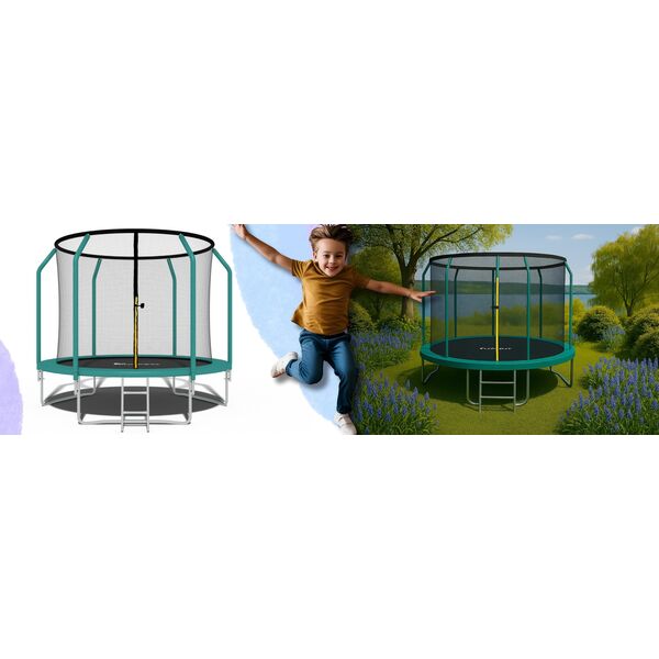 Trampolina ogrodowa dla dzieci 312cm z siatką zewnętrzną i drabinką