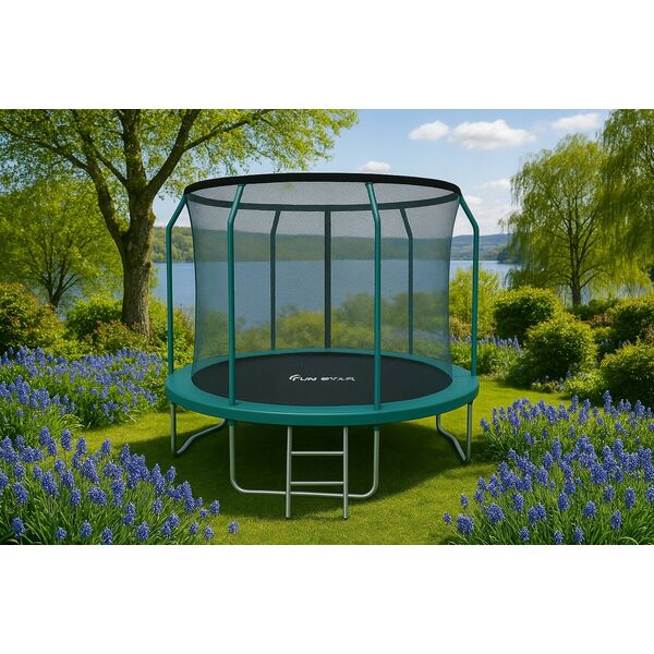 Trampolina ogrodowa dla dzieci 312cm z siatką zewnętrzną i drabinką