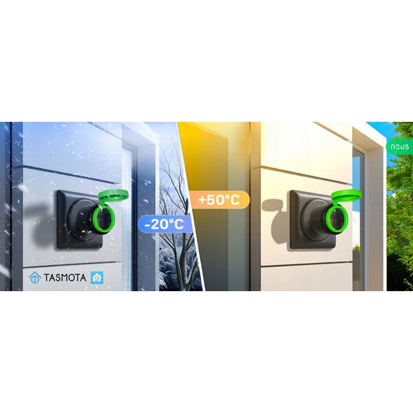 NOUS A6T Εξωτερική Πρίζα Tasmota 1er 3840W/16A/Μέτρηση/WLAN/Εξωτερικός Χώρος