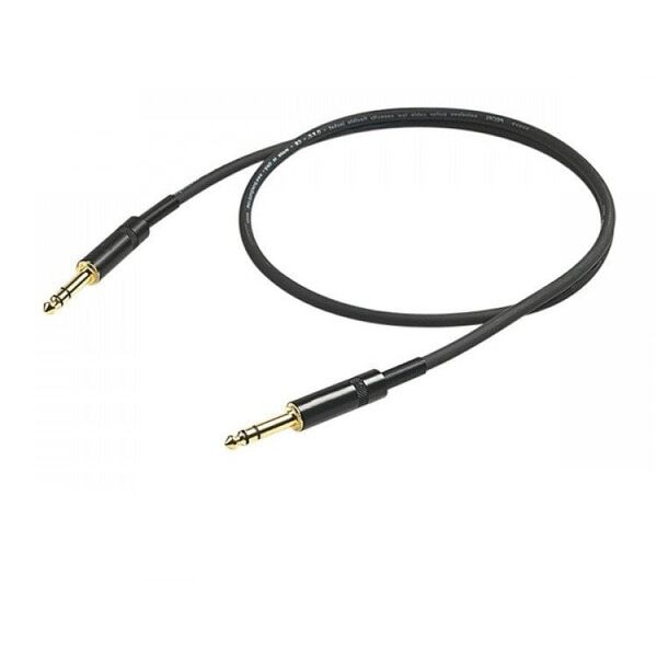 PROEL 6.3mm stereo male - 6.3mm stereo male, 5m, black