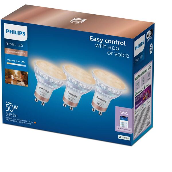 Philips Wiz Smart LED Spot GU10 3 τεμ. λευκό - Έξυπνη λάμπα