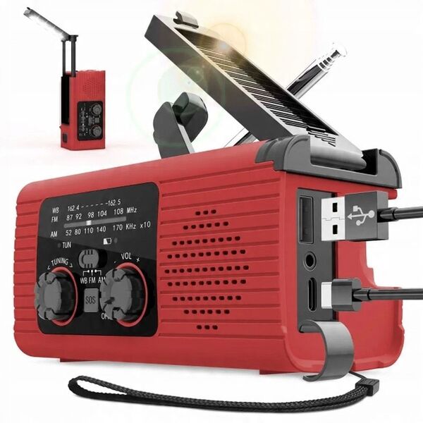 Ραδιόφωνο PRISTAR FM με φακό 4000 mAh YX318 κόκκινο