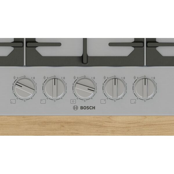 Bosch Serie 6 PCQ7A5I90 płyta kuchenna Stal nierdzewna Wbudowany 75 cm Gaz 5 stref(y)