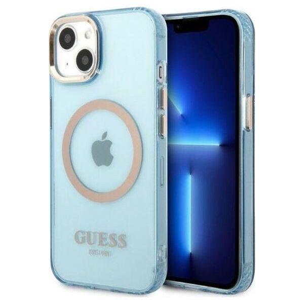Guess Guess GUHMP13MHTCMB iPhone 13 6,1" niebieski/blue hard case Gold Outline Translucent MagSafe NoSize