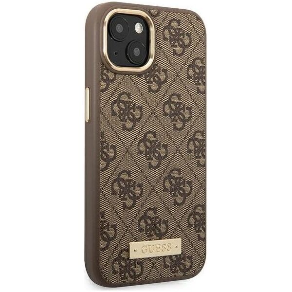 Guess Guess GUHMP14MU4GPRW iPhone 14 Plus 6,7" brązowy/brown hard case 4G Logo Plate MagSafe NoSize