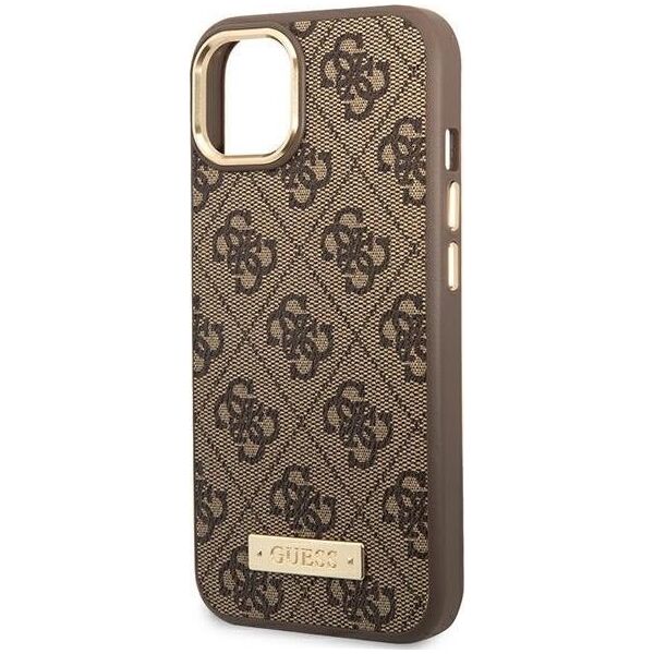 Guess Guess GUHMP14MU4GPRW iPhone 14 Plus 6,7" brązowy/brown hard case 4G Logo Plate MagSafe NoSize