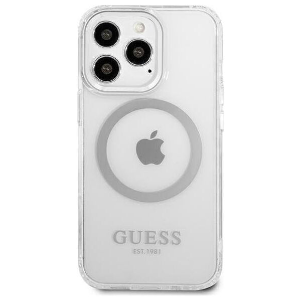 Guess Guess GUHMP13LHTRMS iPhone 13 Pro / 13 6,1" srebrny/silver hard case Metal Outline Magsafe NoSize