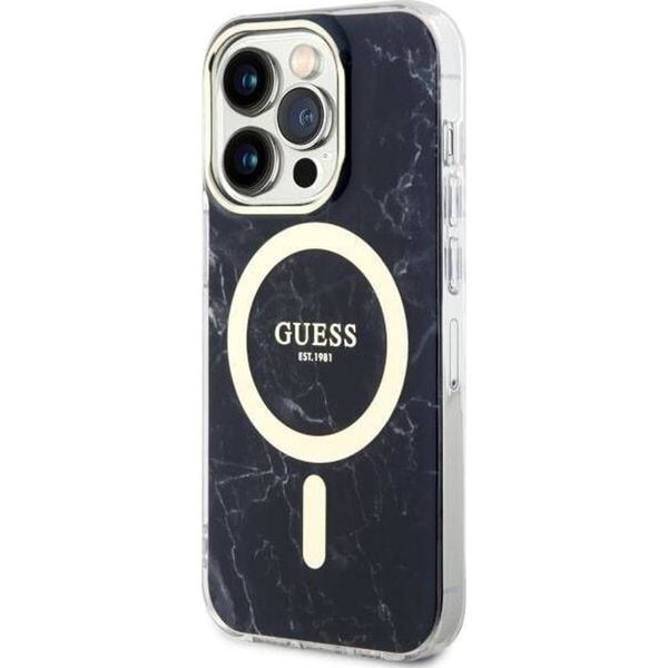 Guess Oryginalne Etui IPHONE 14 PRO MAX Guess Hardcase Marble MagSafe (GUHMP14XPCUMAK) czarne