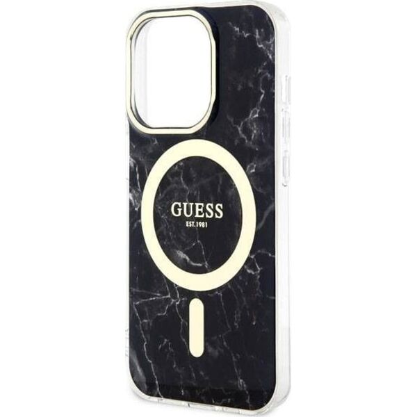 Guess Oryginalne Etui IPHONE 14 PRO MAX Guess Hardcase Marble MagSafe (GUHMP14XPCUMAK) czarne