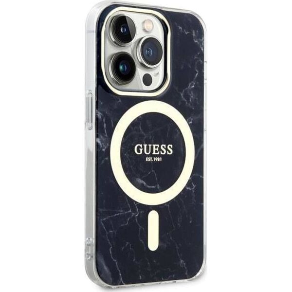 Guess Oryginalne Etui IPHONE 14 PRO MAX Guess Hardcase Marble MagSafe (GUHMP14XPCUMAK) czarne