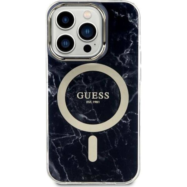 Guess Oryginalne Etui IPHONE 14 PRO MAX Guess Hardcase Marble MagSafe (GUHMP14XPCUMAK) czarne