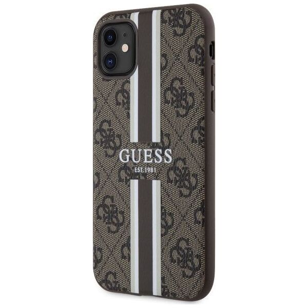 Guess Etui Guess GUHMN61P4RPSW Apple iPhone 11/XR brązowy/brown hardcase 4G Printed Stripes MagSafe