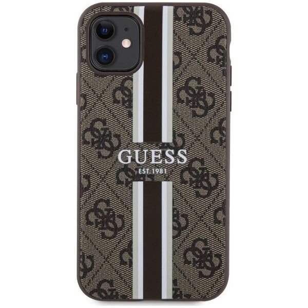 Guess Etui Guess GUHMN61P4RPSW Apple iPhone 11/XR brązowy/brown hardcase 4G Printed Stripes MagSafe