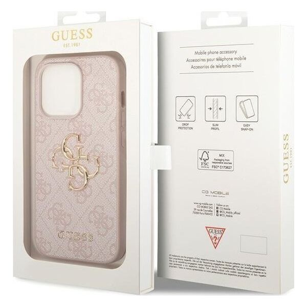 Guess Guess GUHCP15L4GMGPI iPhone 15 Pro 6.1" różowy/pink hardcase 4G Big Metal Logo