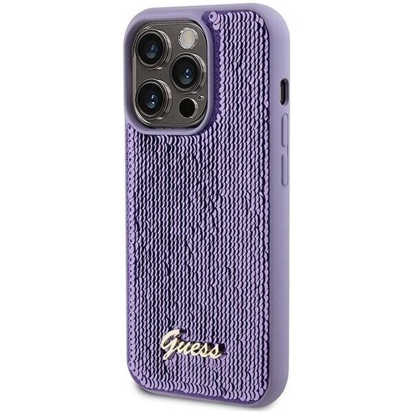 Guess Guess GUHCP15LPSFDGSU iPhone 15 Pro 6.1" fioletowy/purple hardcase Sequin Script Metal