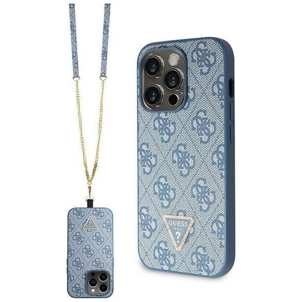 Guess Guess GUHCP15LP4TDSCPB iPhone 15 Pro 6.1" niebieski/blue hardcase Crossbody 4G Metal Logo