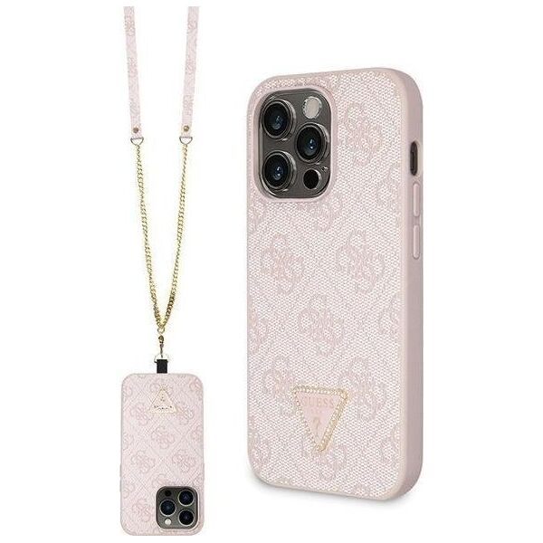 Guess Guess GUHCP15LP4TDSCPP iPhone 15 Pro 6.1" różowy/pink hardcase Crossbody 4G Metal Logo