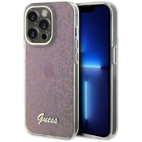 Guess Guess GUHCP15XHDECMP iPhone 15 Pro Max 6.7" różowy/pink hardcase IML Faceted Mirror Disco Iridescent