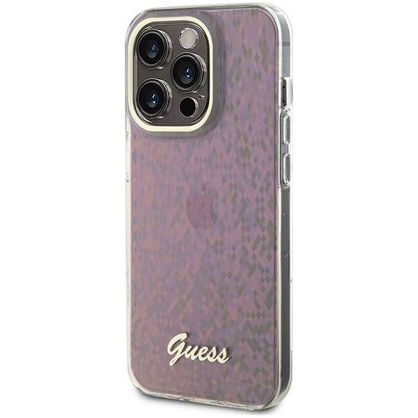Guess Guess GUHCP15XHDECMP iPhone 15 Pro Max 6.7" różowy/pink hardcase IML Faceted Mirror Disco Iridescent