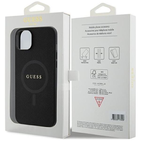 Guess Guess GUHMP15MPSAHMCK iPhone 15 Plus 6.7" czarny/black hardcase Saffiano MagSafe