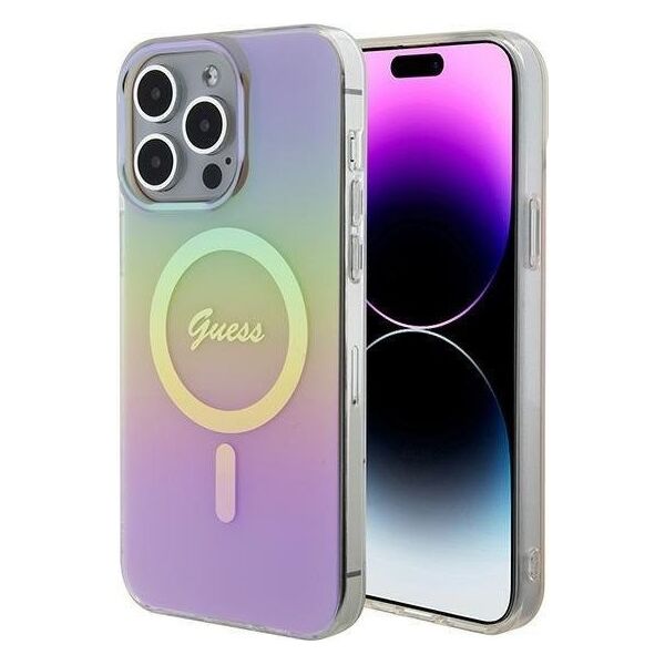 Guess Guess GUHMP15XHITSP iPhone 15 Pro Max 6.7" różowy/pink hardcase IML Iridescent MagSafe