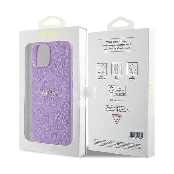 Guess Guess GUHMP15SPSAHMCU iPhone 15 6.1" fioletowy/purple hardcase Saffiano MagSafe