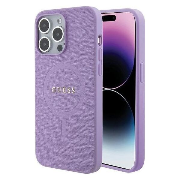 Guess Guess GUHMP15XPSAHMCU iPhone 15 Pro Max 6.7" fioletowy/purple hardcase Saffiano MagSafe