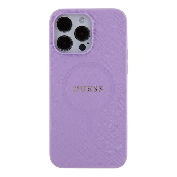 Guess Guess GUHMP15XPSAHMCU iPhone 15 Pro Max 6.7" fioletowy/purple hardcase Saffiano MagSafe