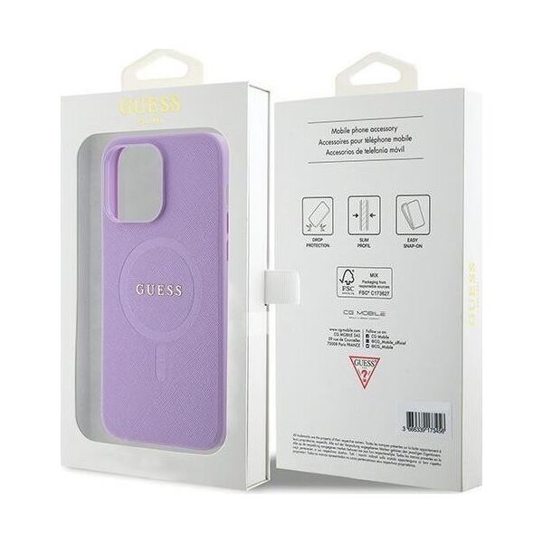Guess Guess GUHMP15XPSAHMCU iPhone 15 Pro Max 6.7" fioletowy/purple hardcase Saffiano MagSafe