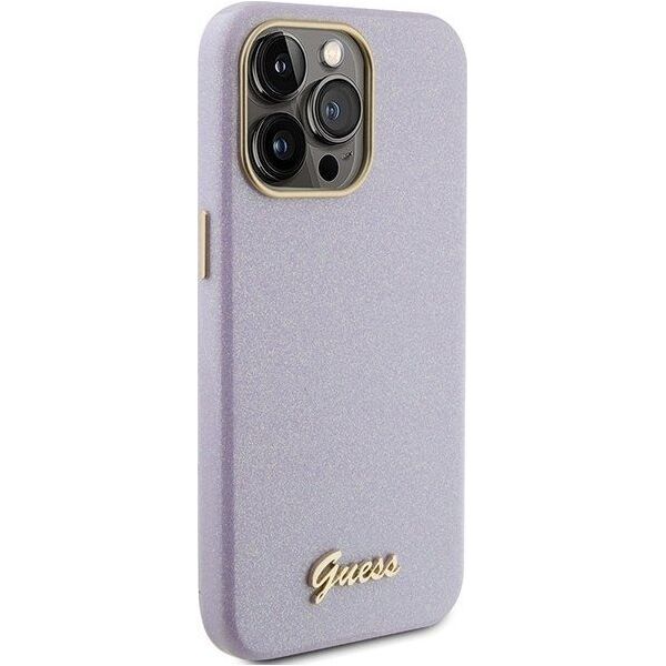 Guess Guess GUHCP15LPGMCSL iPhone 15 Pro 6.1" liliowy/lilac hardcase Glitter Glossy Script