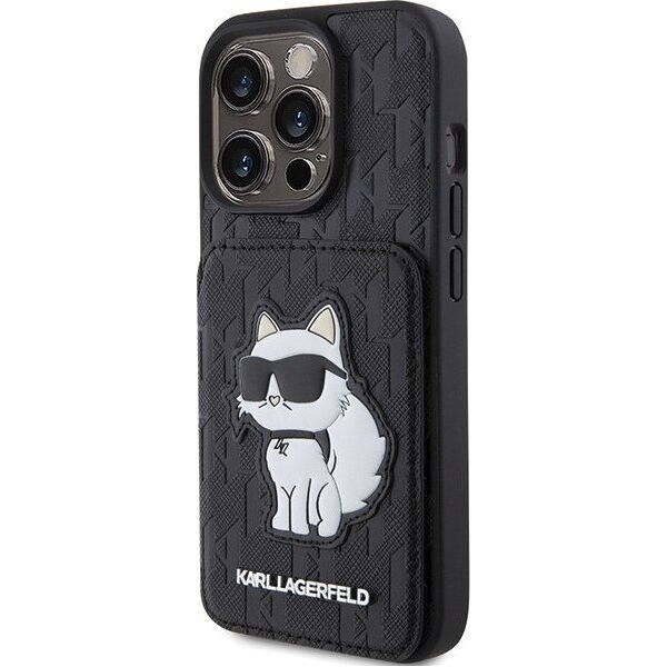 Karl Lagerfeld Karl Lagerfeld KLHCP15LSAKCNSCK iPhone 15 Pro 6.1" czarny/black hardcase Saffiano Cardslots and Stand Monogram Choupette