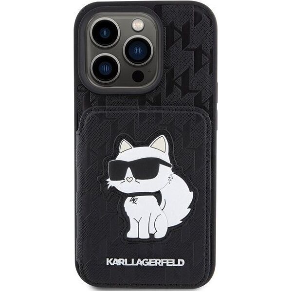 Karl Lagerfeld Karl Lagerfeld KLHCP15LSAKCNSCK iPhone 15 Pro 6.1" czarny/black hardcase Saffiano Cardslots and Stand Monogram Choupette