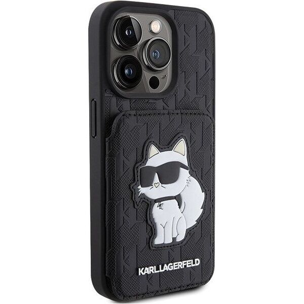 Karl Lagerfeld Karl Lagerfeld KLHCP15LSAKCNSCK iPhone 15 Pro 6.1" czarny/black hardcase Saffiano Cardslots and Stand Monogram Choupette