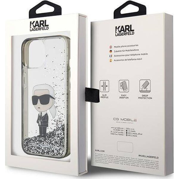 Karl Lagerfeld Karl Lagerfeld KLHCP15SLKKNSK iPhone 15 / 14 / 13 6.1" transparent hardcase Liquid Glitter Ikonik