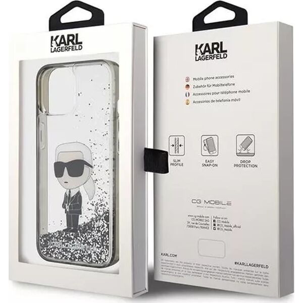 Karl Lagerfeld Karl Lagerfeld KLHCP15SLKKNSK iPhone 15 / 14 / 13 6.1" transparent hardcase Liquid Glitter Ikonik