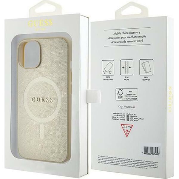Guess Guess GUHMP15MPSAHMCB iPhone 15 Plus / 14 Plus 6.7" złoty/gold hardcase Saffiano MagSafe