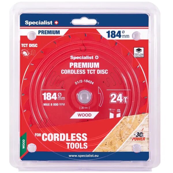 Δίσκος κοπής 184x24Tx20/16mm, Ασύρματο PREMIUM, SPECIALIST+