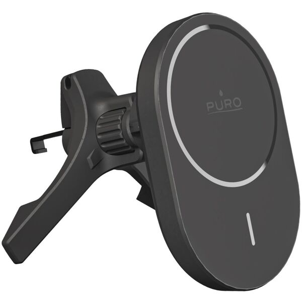 Βάση αυτοκινήτου Puro με φορτιστή Qi2, συμβατή με MagSafe - μαύρο