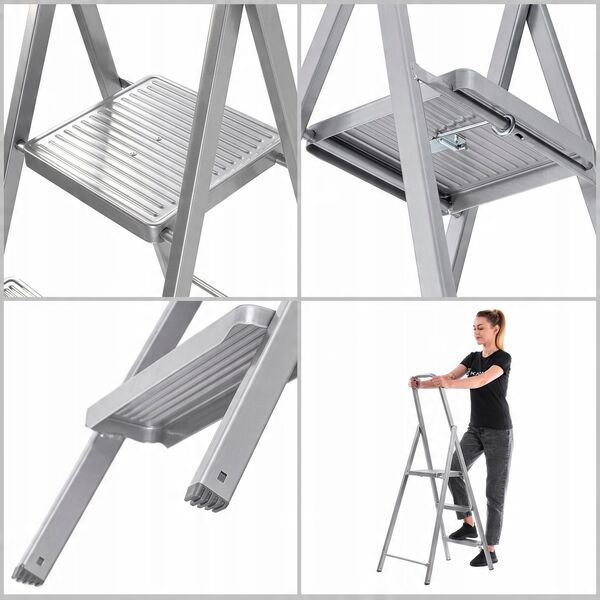 Πτυσσόμενη σκάλα K40 BasicLine / χάλυβας / 3 σκαλοπάτια με λαβή ασφαλείας 4007126017208