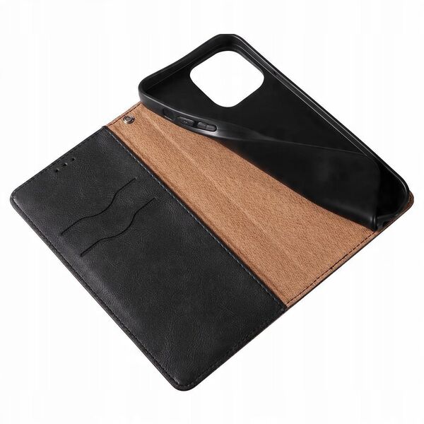 Θήκη Magnet Strap etui iPhone 14 Pro Max θήκη με καπάκι πορτοφόλι mini λουράκι βάση μαύρο