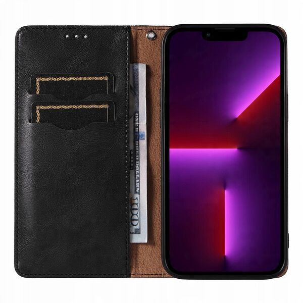 Θήκη Magnet Strap etui iPhone 14 Pro Max θήκη με καπάκι πορτοφόλι mini λουράκι βάση μαύρο