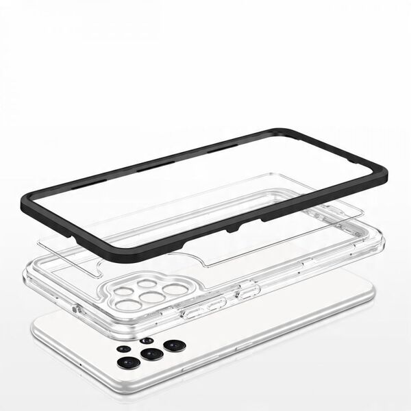 Διαφανής θήκη 3σε1 για Samsung Galaxy A72 4G ζελατινώδης θήκη με μαύρο πλαίσιο