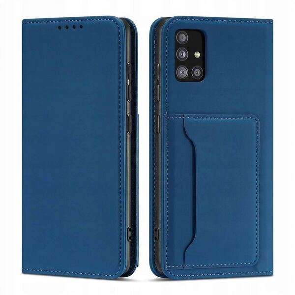 Θήκη κάρτας μαγνήτη etui do Samsung Galaxy A12 5G pokrowiec πορτοφόλι na karty kartę βάση στήριξης μπλε