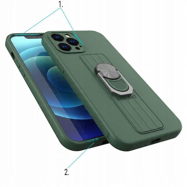 Θήκη σιλικόνης Ring Case με λαβή για δάχτυλο και βάση για Xiaomi Redmi Note 11 Pro κόκκινο
