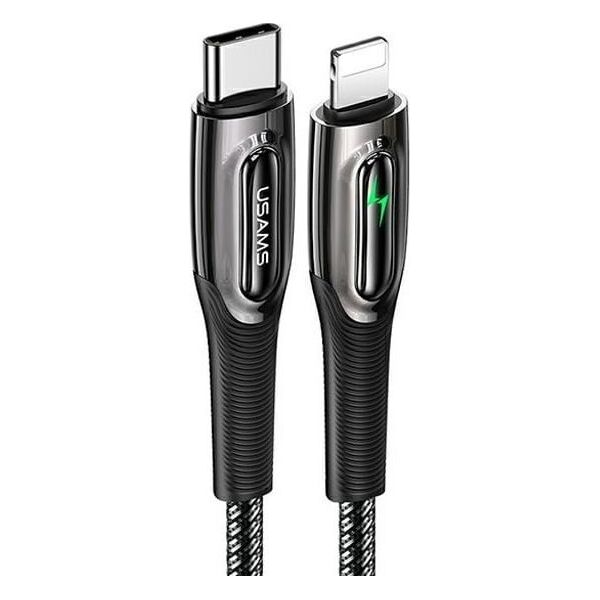 Kabel USB Usams USAMS Kabel pleciony USB-C na Lightning Smart Power-off 20W PD Cable 1.2m czarny/black SJ518USB01 (US-SJ518)