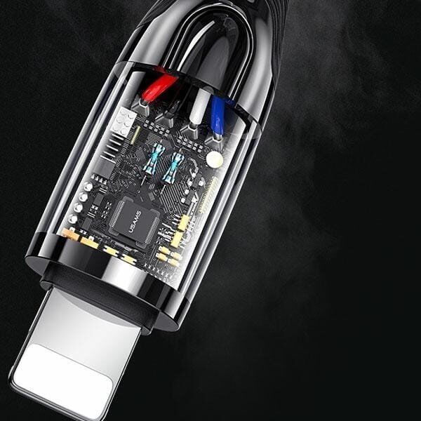 Kabel USB Usams USAMS Kabel pleciony USB-C na Lightning Smart Power-off 20W PD Cable 1.2m czarny/black SJ518USB01 (US-SJ518)