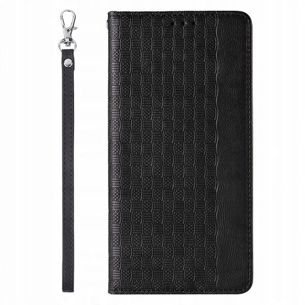 Θήκη Magnet Strap etui για iPhone 13 Pro Max πορτοφόλι + mini λουράκι μαύρο
